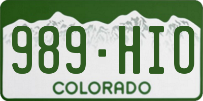 CO license plate 989HIO