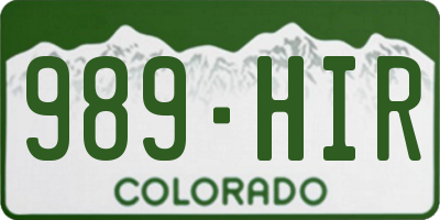 CO license plate 989HIR
