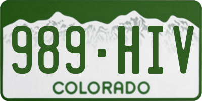 CO license plate 989HIV
