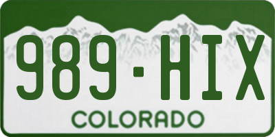 CO license plate 989HIX