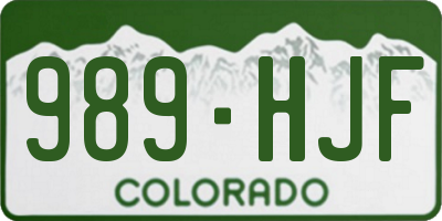 CO license plate 989HJF