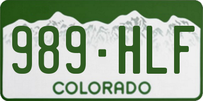 CO license plate 989HLF