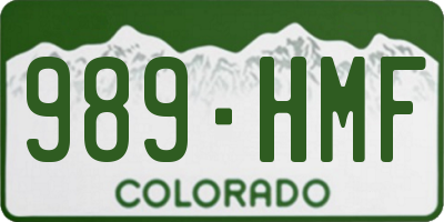 CO license plate 989HMF