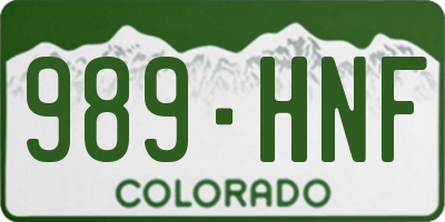 CO license plate 989HNF