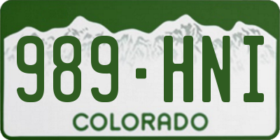 CO license plate 989HNI