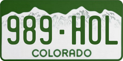 CO license plate 989HOL