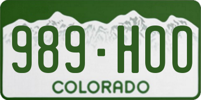 CO license plate 989HOO