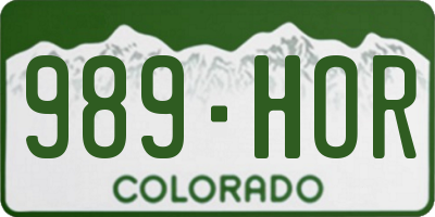 CO license plate 989HOR