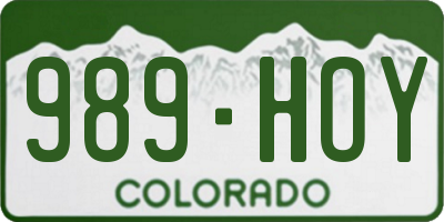 CO license plate 989HOY
