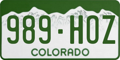 CO license plate 989HOZ