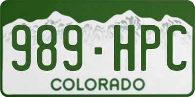 CO license plate 989HPC