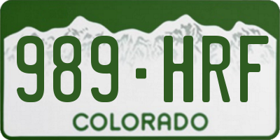 CO license plate 989HRF