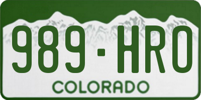 CO license plate 989HRO
