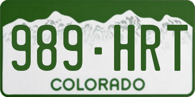 CO license plate 989HRT