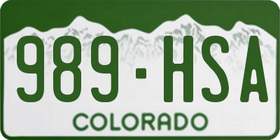 CO license plate 989HSA