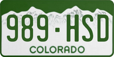 CO license plate 989HSD