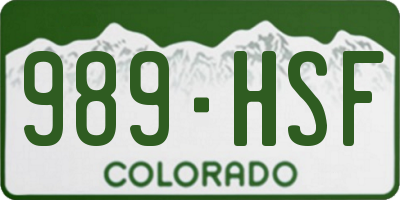 CO license plate 989HSF