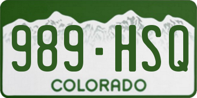 CO license plate 989HSQ