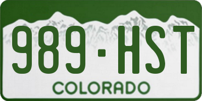 CO license plate 989HST