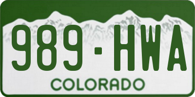 CO license plate 989HWA
