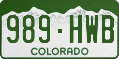CO license plate 989HWB