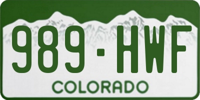 CO license plate 989HWF