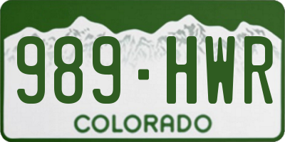 CO license plate 989HWR