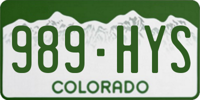 CO license plate 989HYS