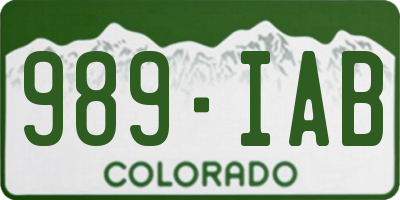 CO license plate 989IAB