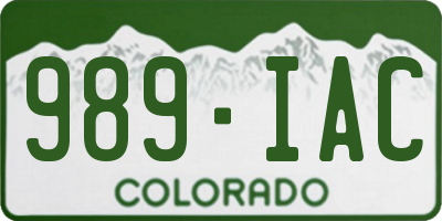 CO license plate 989IAC
