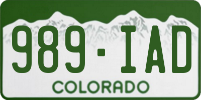 CO license plate 989IAD