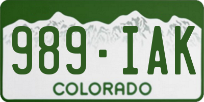 CO license plate 989IAK
