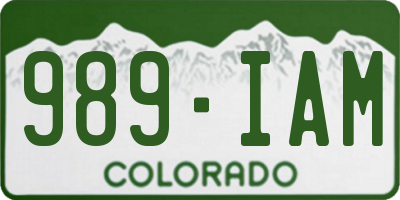 CO license plate 989IAM