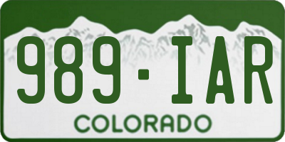 CO license plate 989IAR