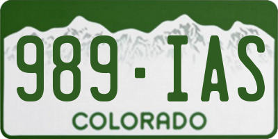 CO license plate 989IAS