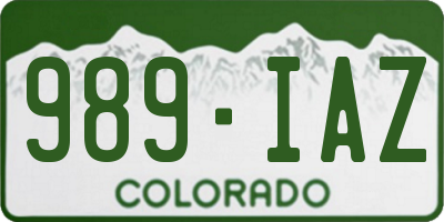 CO license plate 989IAZ