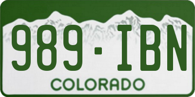 CO license plate 989IBN