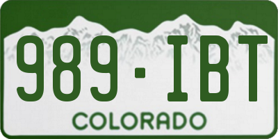 CO license plate 989IBT