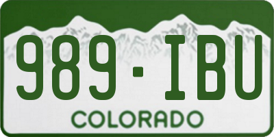 CO license plate 989IBU