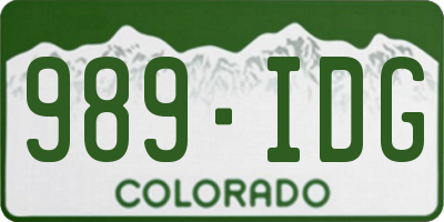 CO license plate 989IDG