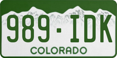 CO license plate 989IDK