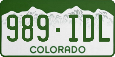 CO license plate 989IDL
