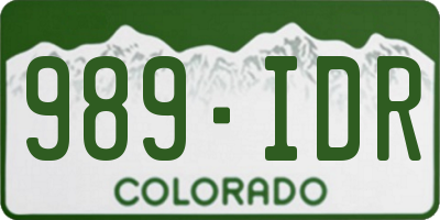 CO license plate 989IDR