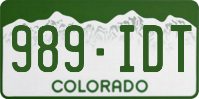 CO license plate 989IDT