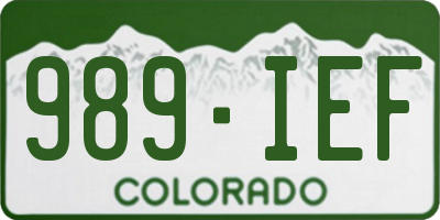 CO license plate 989IEF