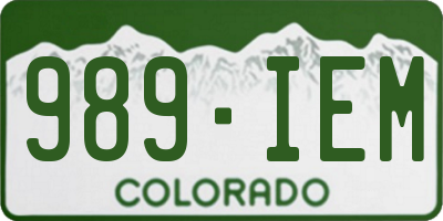 CO license plate 989IEM