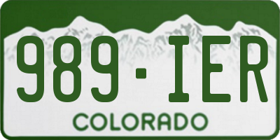 CO license plate 989IER