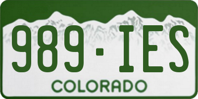 CO license plate 989IES