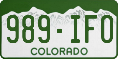 CO license plate 989IFO