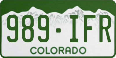 CO license plate 989IFR